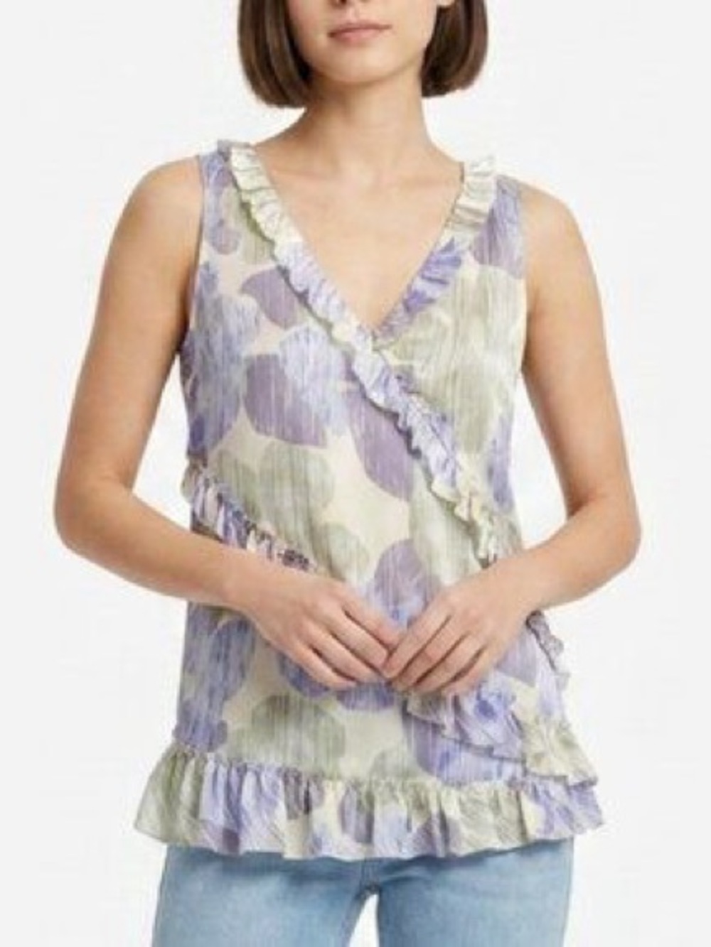 Banana Republic Ruffle Trim 100% Silk Floral Print Top
Petite S